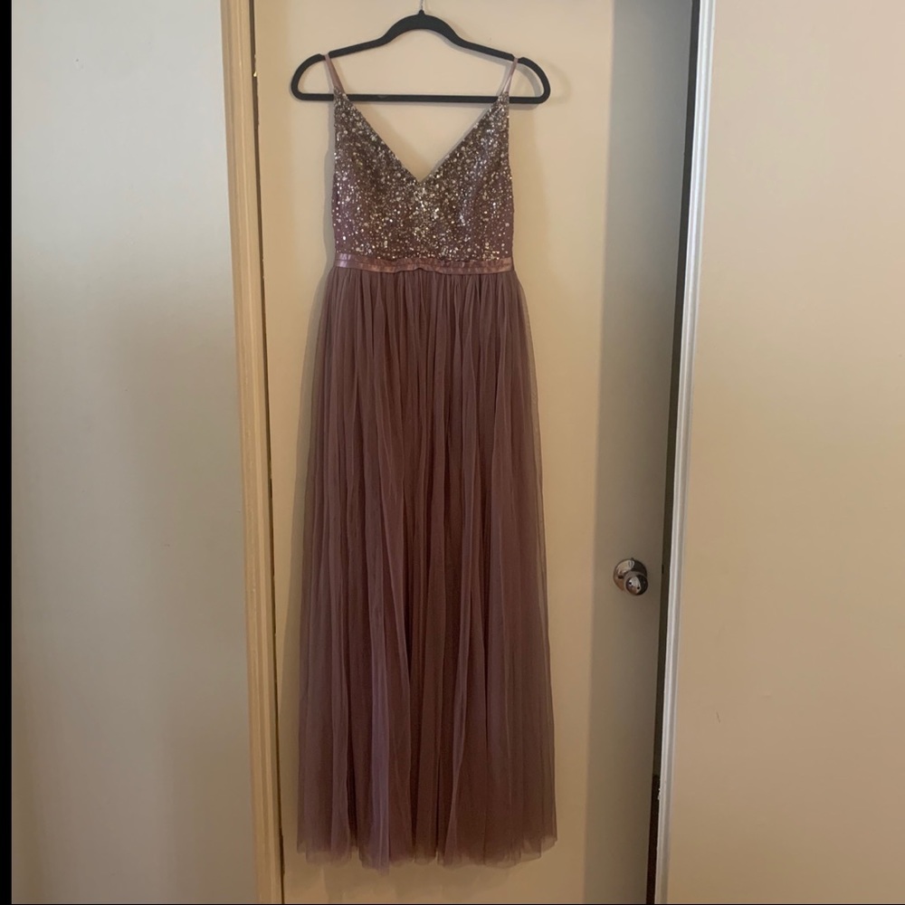 BHLDN size 6 beaded floor length formal dress